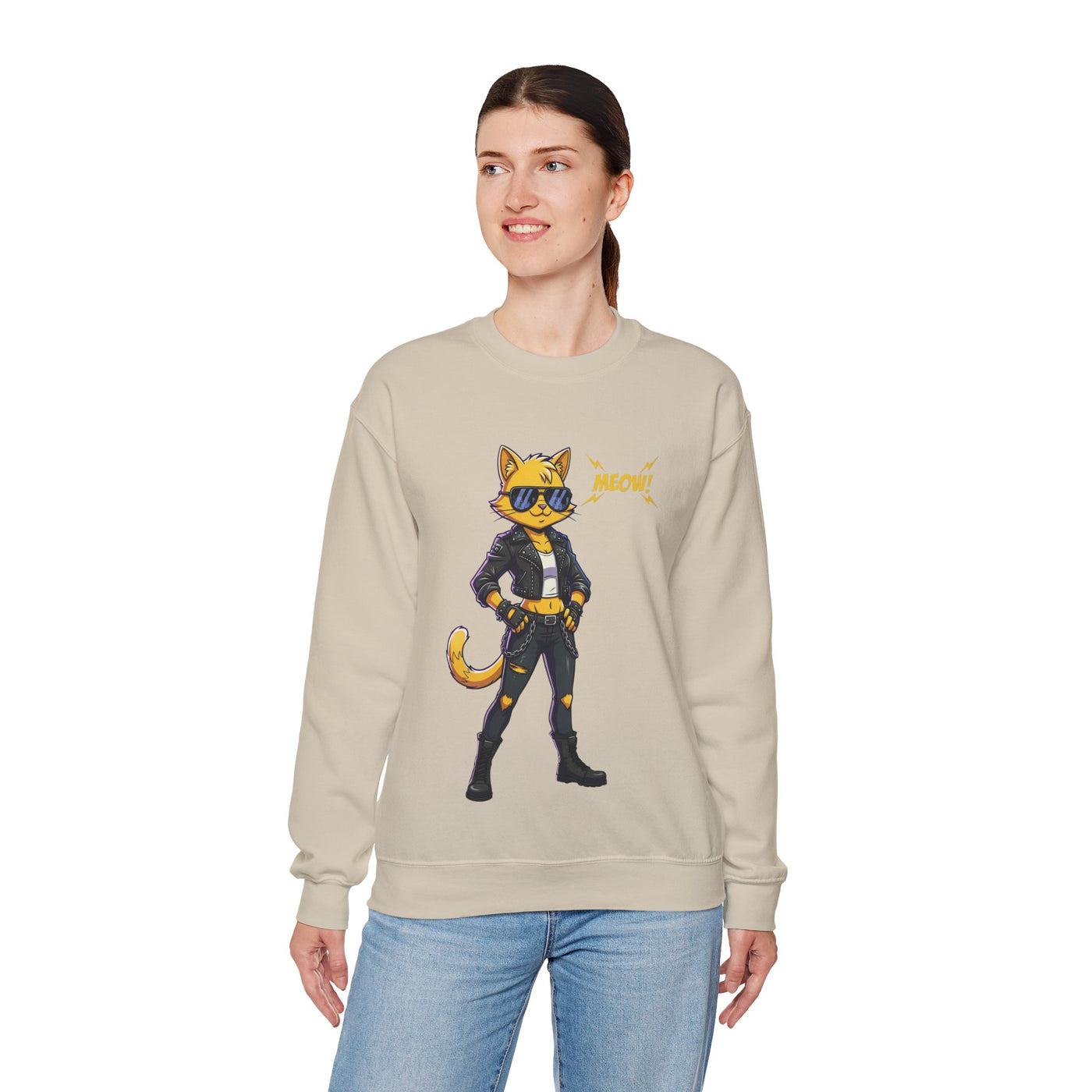 Cool Cat style 4 Unisex Crewneck Sweatshirt | Cozy Gift for Cat Lovers, Casual Wear, Unique Graphic Sweatshirt, Birthday Gift, Everyday Style