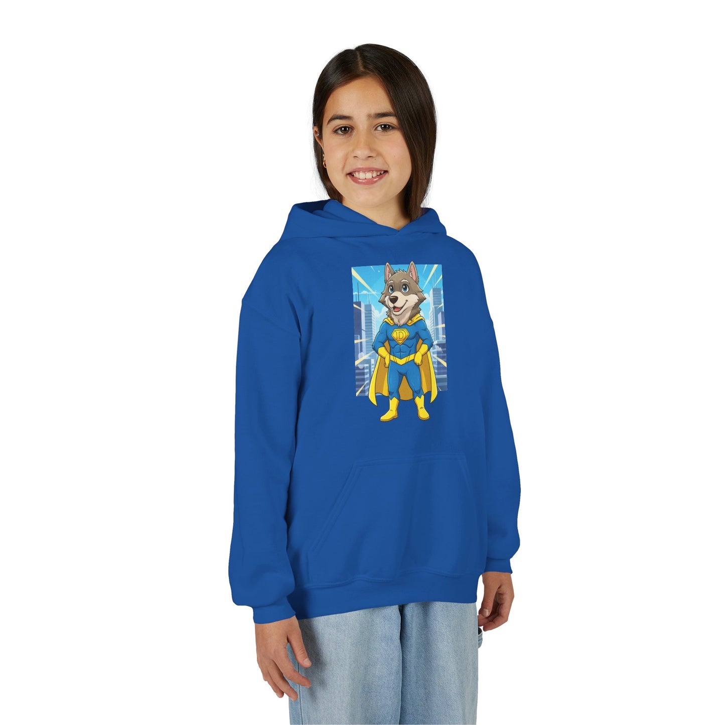 Dog cosplay Superman Funny Design Unisex Kids Hoodie style 1