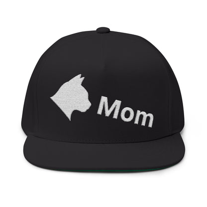 Stylish Embroidered Cat Mom Flat Bill Cap style 3