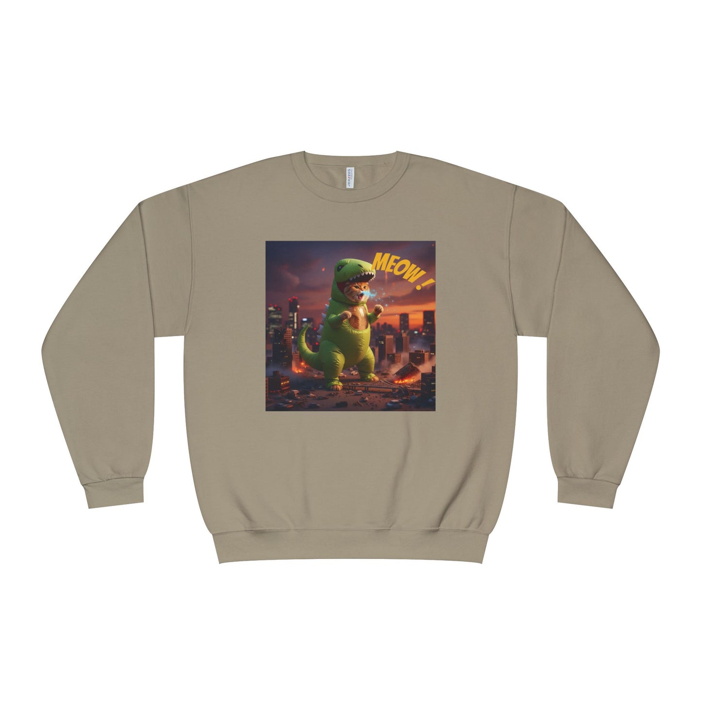 Tyrannosaurus Cat in city Unisex NuBlend Sweatshirt style 2