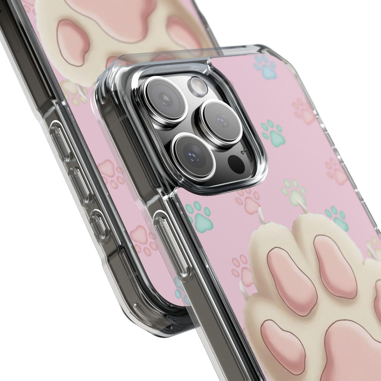 Colorful Cat Paw Print Magnetic Case for iPhone 16 series