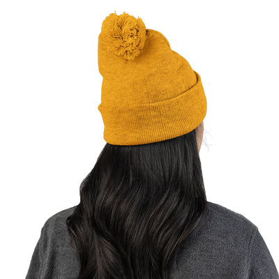 Embroidered Dog Mom Pom-Pom Knit Cap