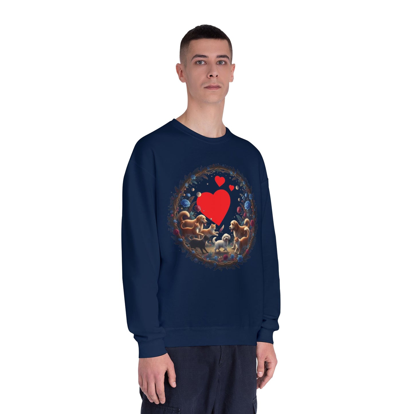 Cats & Dogs Full of Love Unisex NuBlend Crewneck Sweatshirt