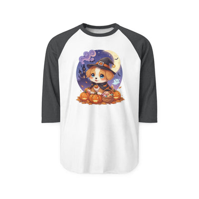 Halloween cute puppy anime style 5 Raglan Shirt, Cute Pet Shirt, Fall Apparel, Unisex Halloween Outfit, Gift for Dog Lovers, Spooky Season Tee