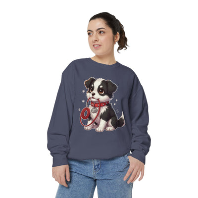 Cute Dog Walk Time style 1 Cozy Graphic Unisex Crewneck Sweatshirt
