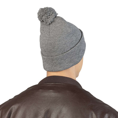 Embroidered Dog Mom Pom-Pom Knit Cap