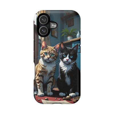 Cute Cats Magnetic Phone Case comic style 4, Cat Lover Gift, Impact-Resistant iPhone Case, Funny Pet Accessory, Unique Animal Design