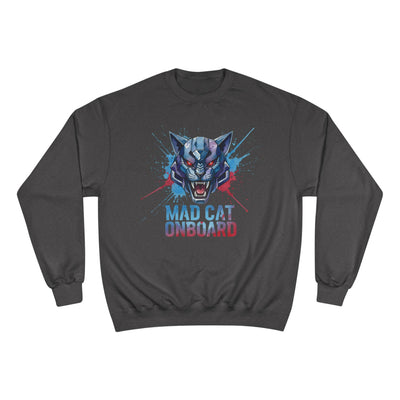 Mad Cat Onboard Graphic style 3 Champion Crewneck Sweatshirt for Gamers & Sci‑Fi Fans