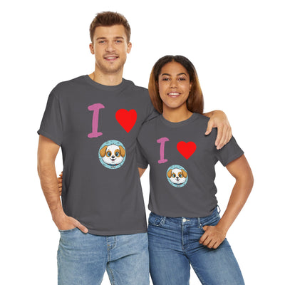 I Love Dogs in Love Unisex Tee - Cute Dog T-Shirt for Pet Lovers, Dog Owners, Sports Enthusiasts, Gifts for Animal Lovers, Casual Everyday Wear