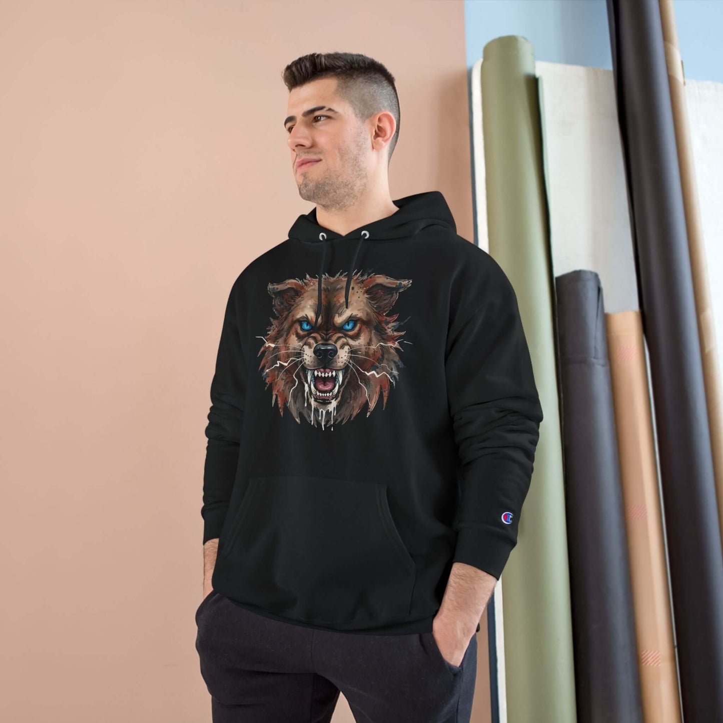 Angry Dog Men and Women Champion Hoodie style 3