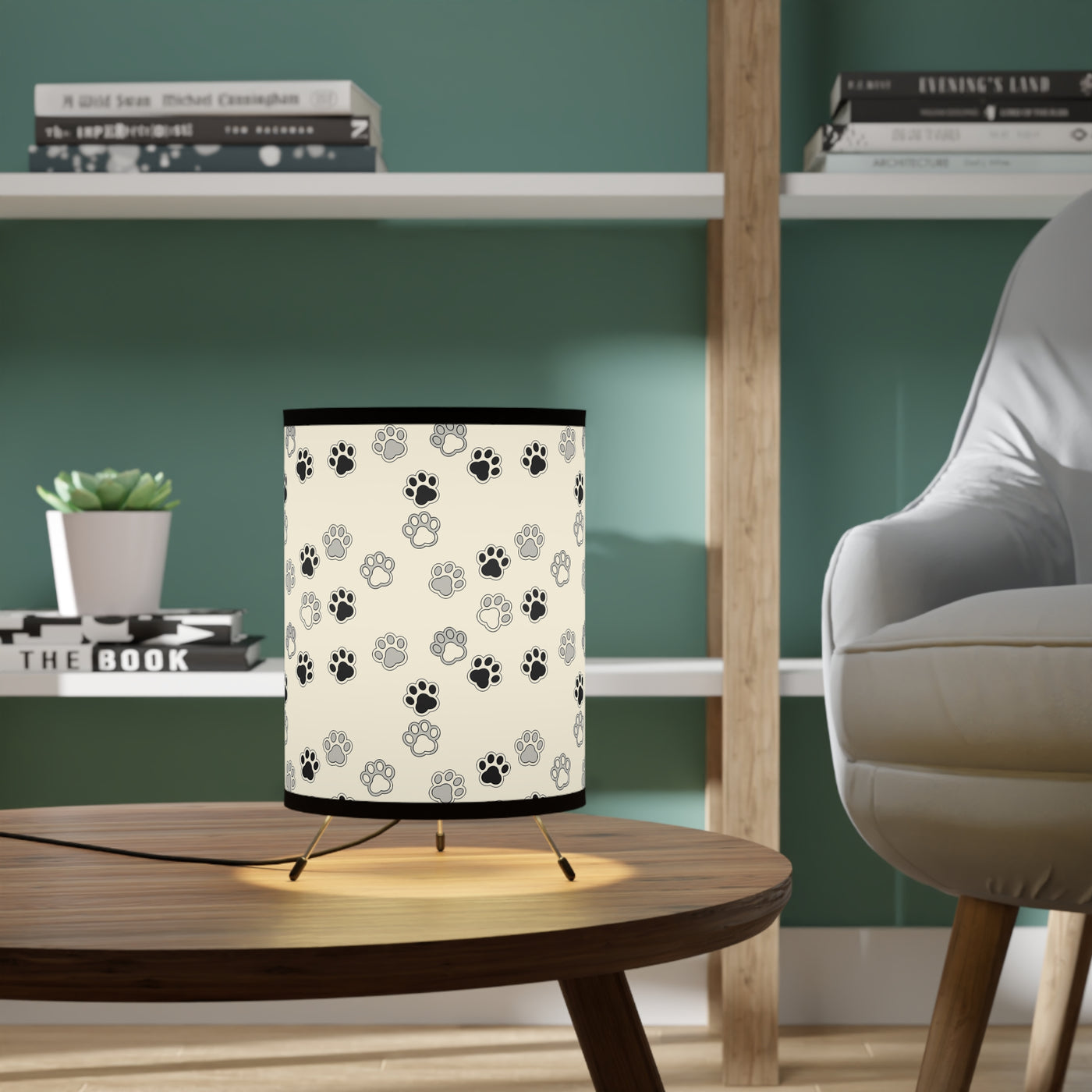 Cat Paw Print Tripod Lamp with High-Res Shade