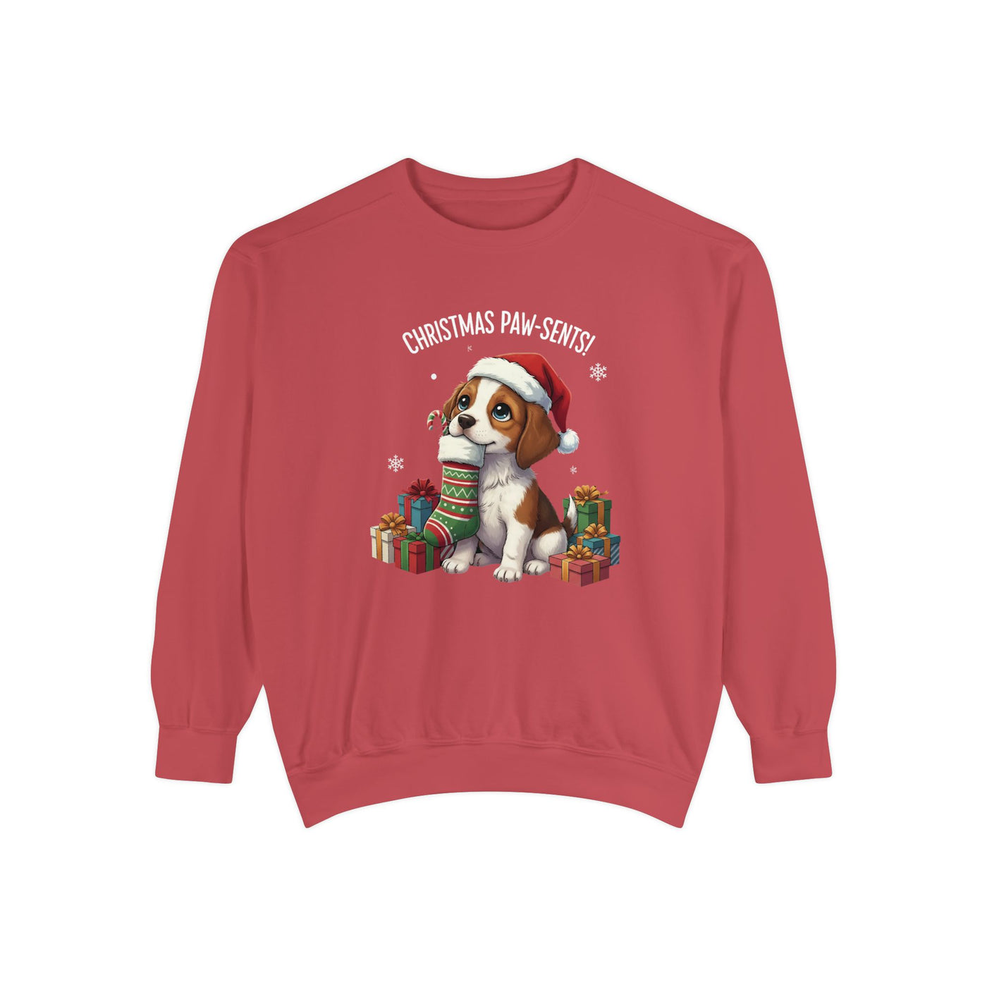 Cute Puppy waiting for Christmas presents style 3 Cozy Graphic Unisex Crewneck Sweatshirt