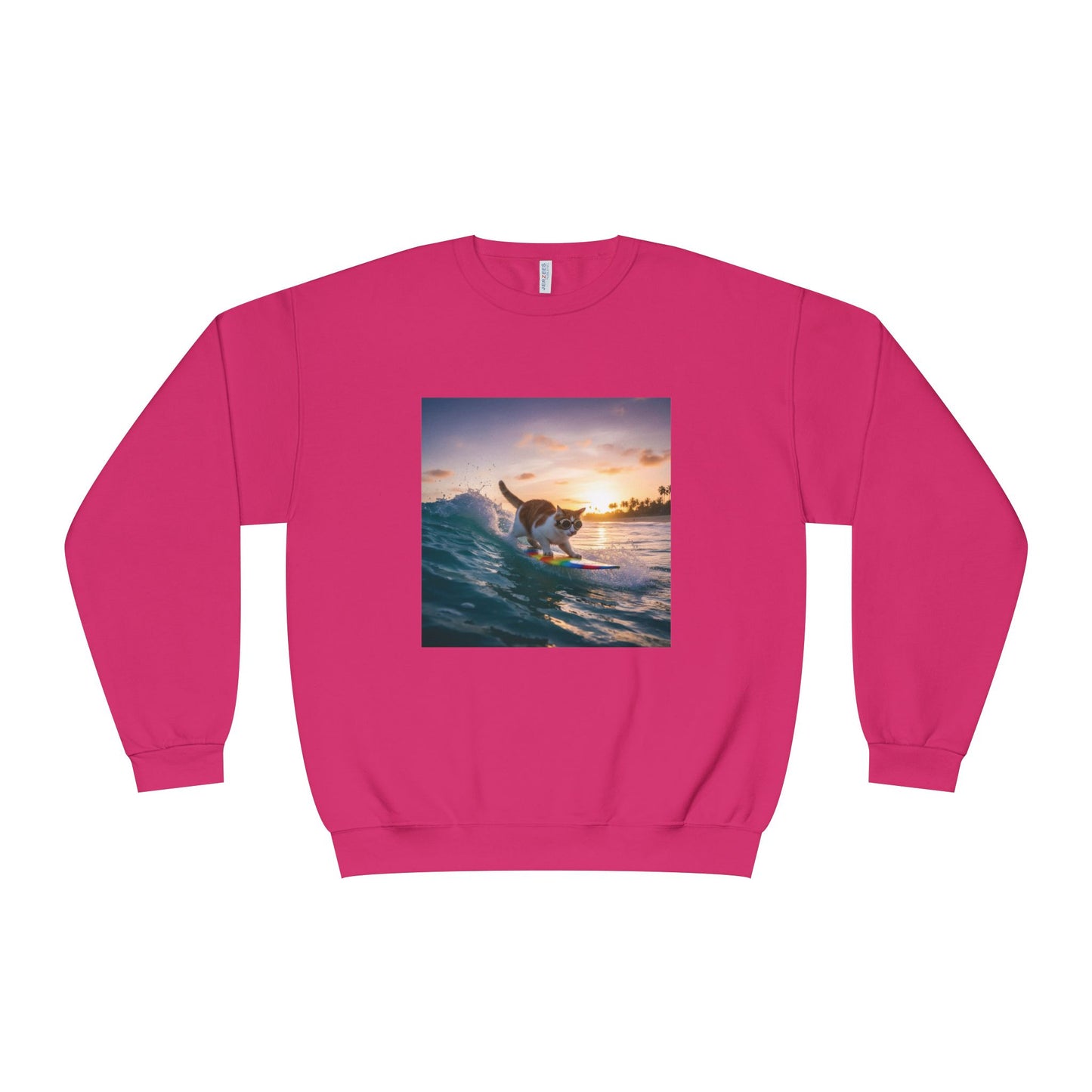 Surfing Cat Unisex NuBlend Crewneck Sweatshirt style 2