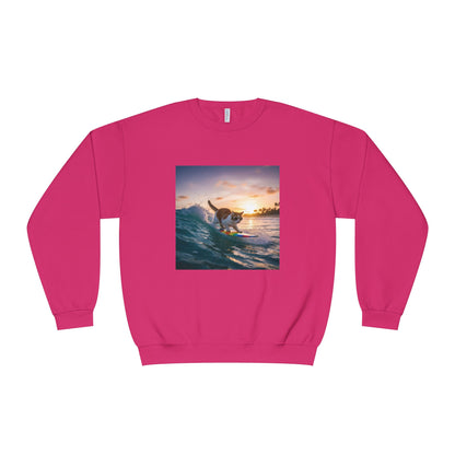 Surfing Cat Unisex NuBlend Crewneck Sweatshirt style 2