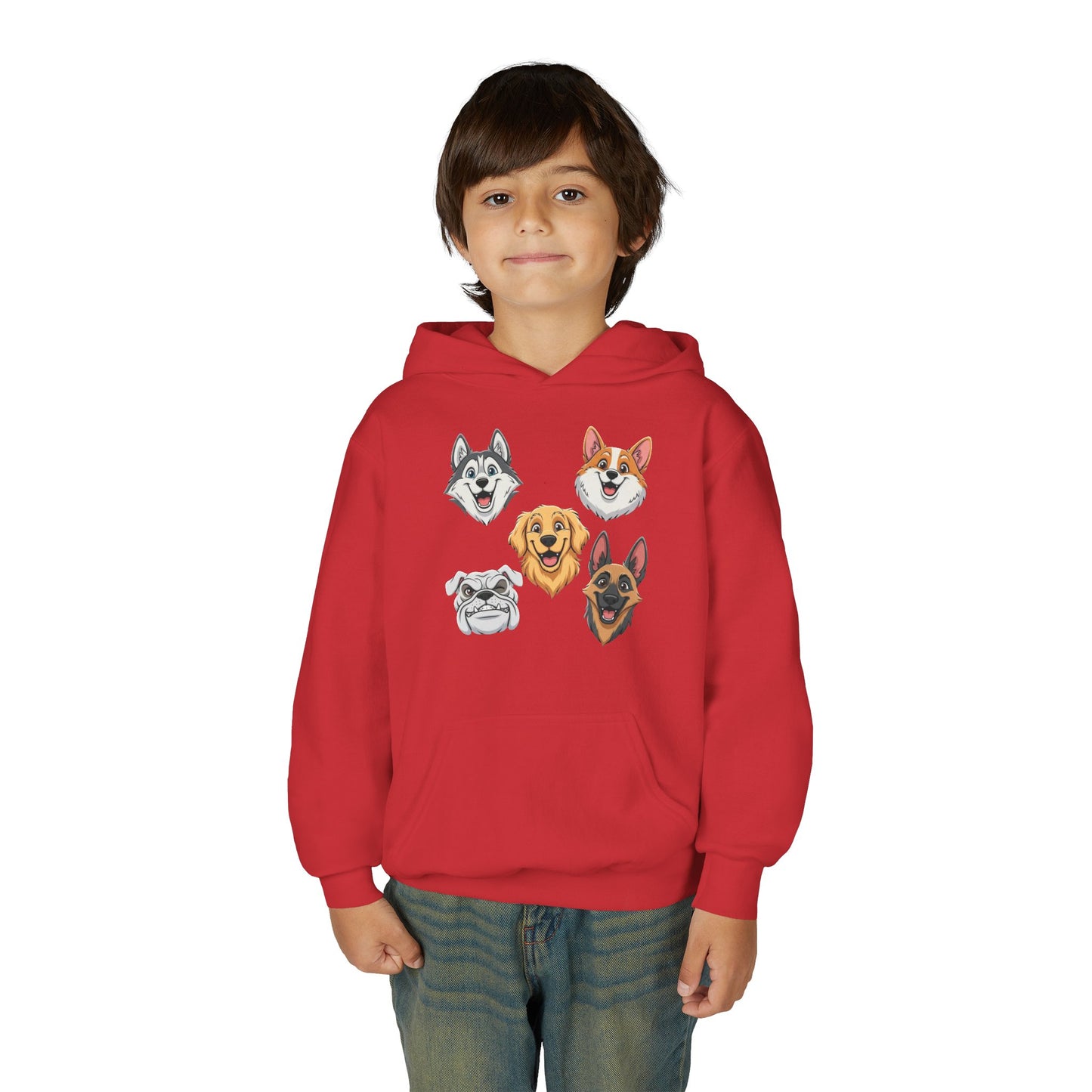 Fun Dog Heads Unisex Youth & Kids Heavy Blend Hoodie
