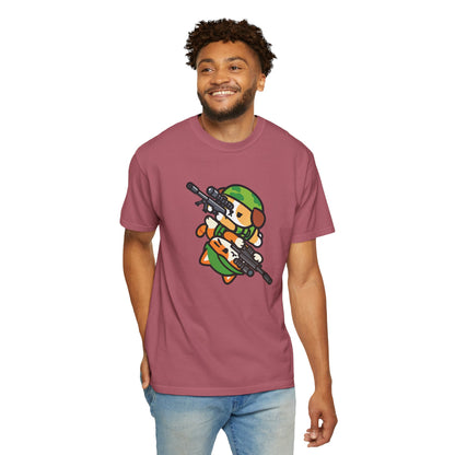 Cute Soldier Sniper Dog & Cat Unisex Graphic T-Shirt