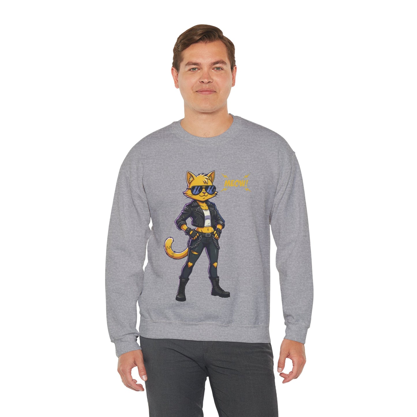Cool Cat Unisex Heavy Blend Crewneck Sweatshirt style 4