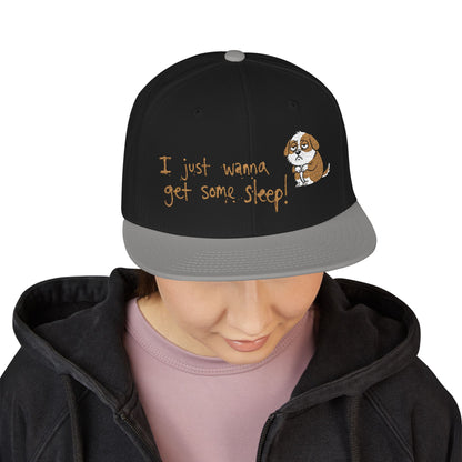 I just wanna get some sleep Embroidered Cute Puppy Snapback Hat
