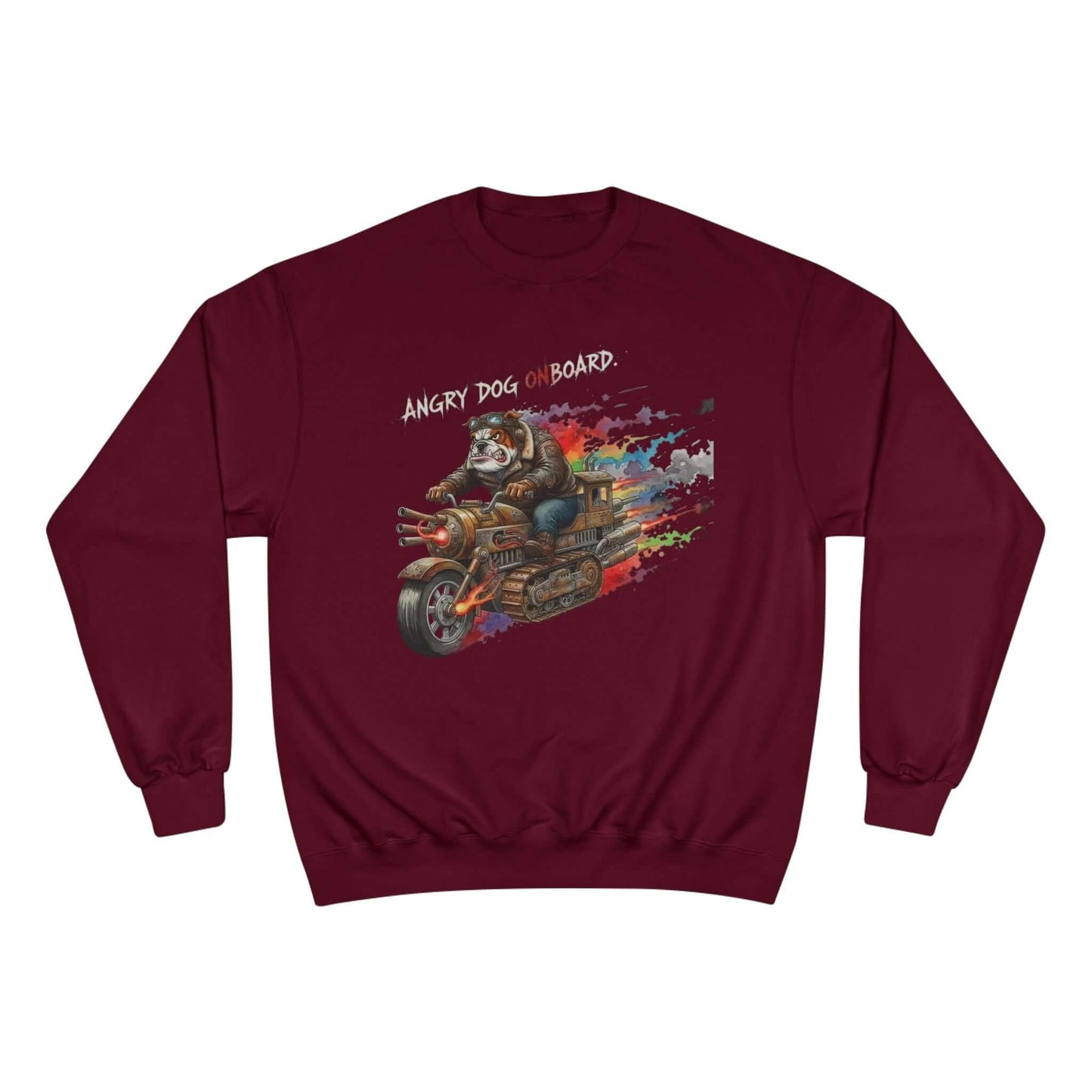Angry Dog Onboard Graphic Champion Crewneck Sweatshirt style 1