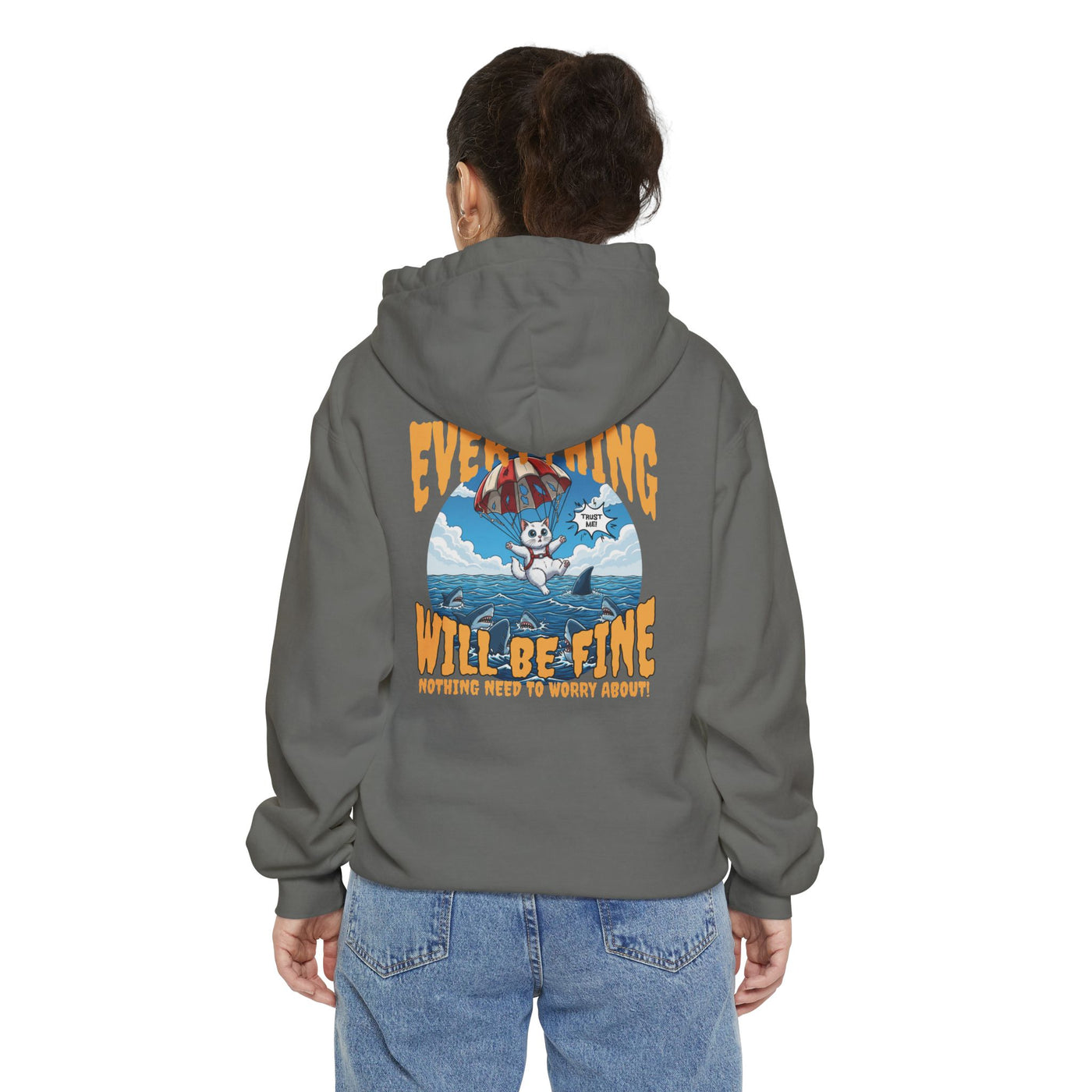 Everything Will Be Fine - Cartoon Cat Graphic Unisex Pullover Hoodie