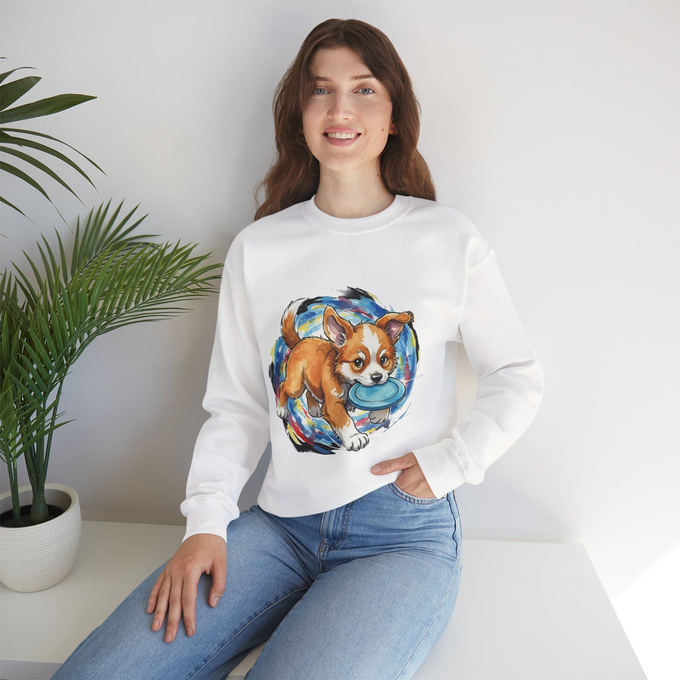Watercolor painting style 7 Men & Women Cute Cat Pile Crewneck Sweatshirt