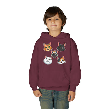 Fun Cat Heads Unisex Youth & Kids Heavy Blend Hoodie