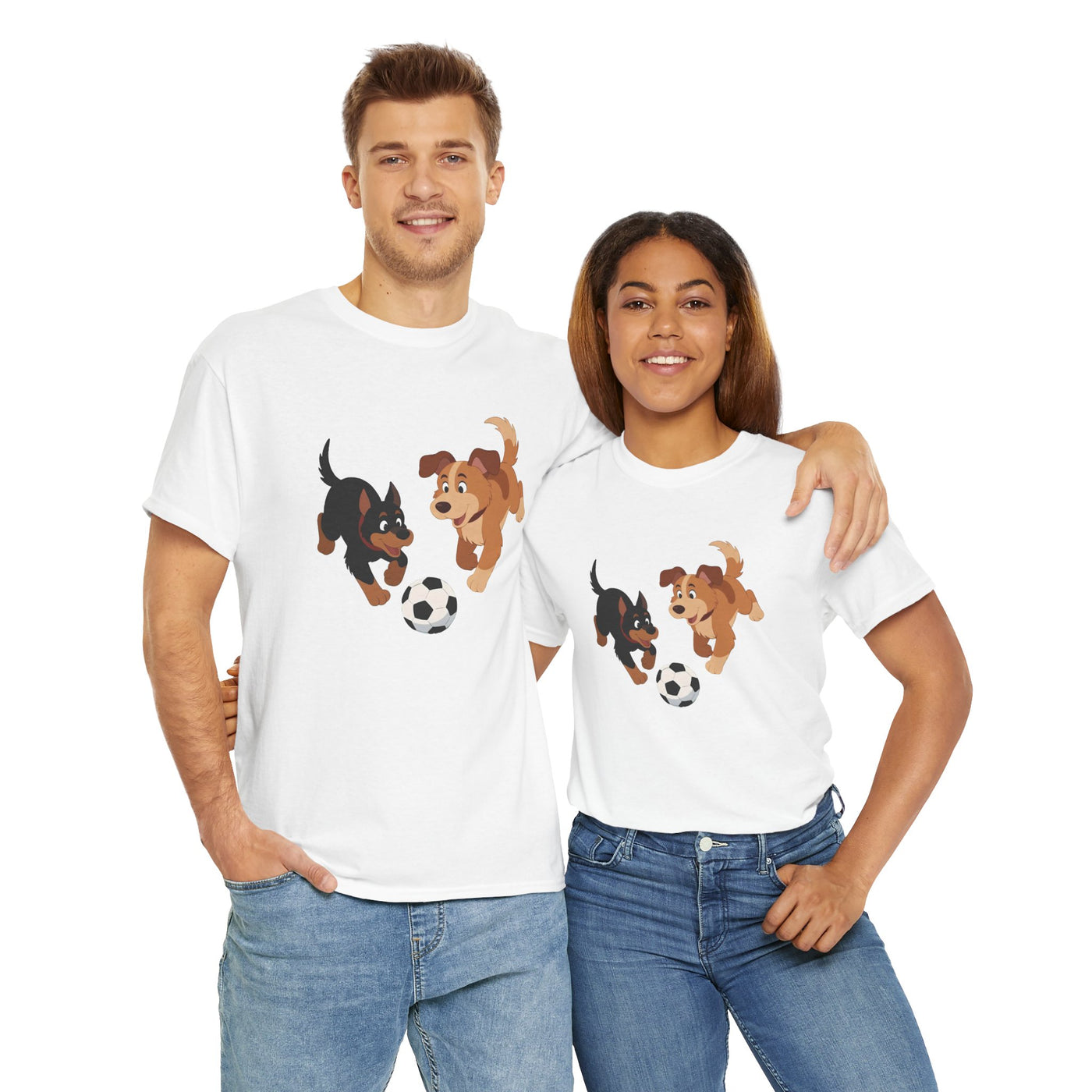 Playful Puppy Soccer Unisex Tee - Cute Dog T-Shirt for Pet Lovers, Dog Owners, Sports Enthusiasts, Gifts for Animal Lovers, Casual Everyday Wear