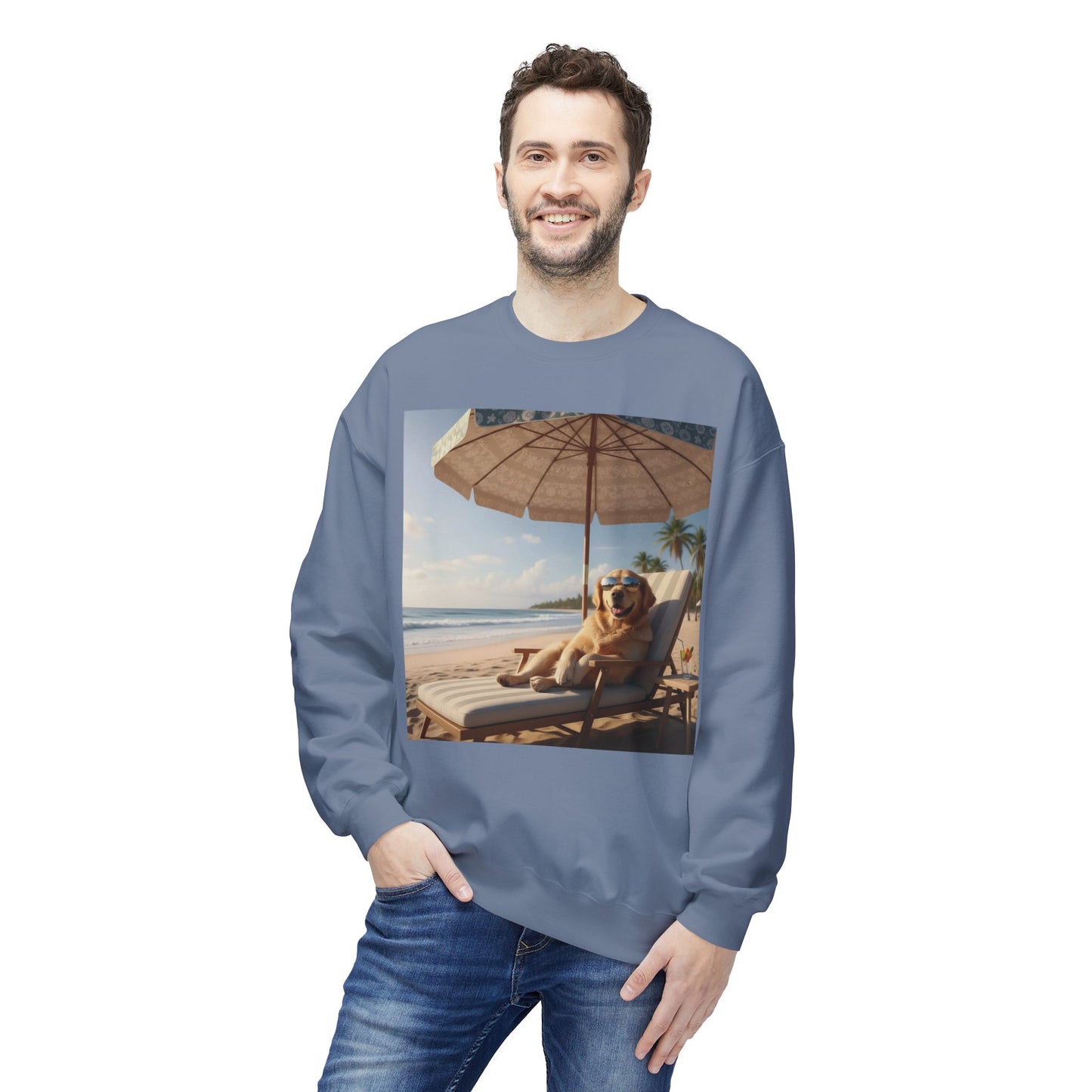 Beach Vibes Dog Graphic Unisex Crewneck Sweatshirt